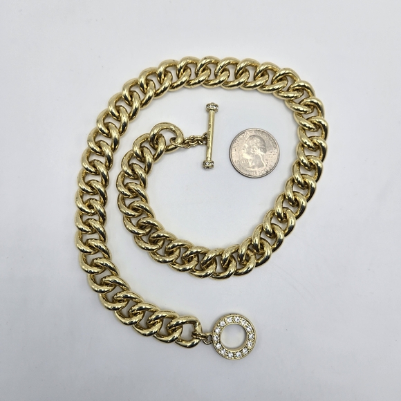 Heidi Daus Goldtone Necklace Chunky Chain Link Rhinestone Mogul Mobwife - Picture 3 of 5